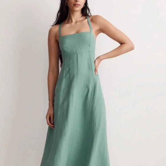 Madewell Corbin Cami A-Line Tie Back Midi Dress - Solid Women's Dress : 14